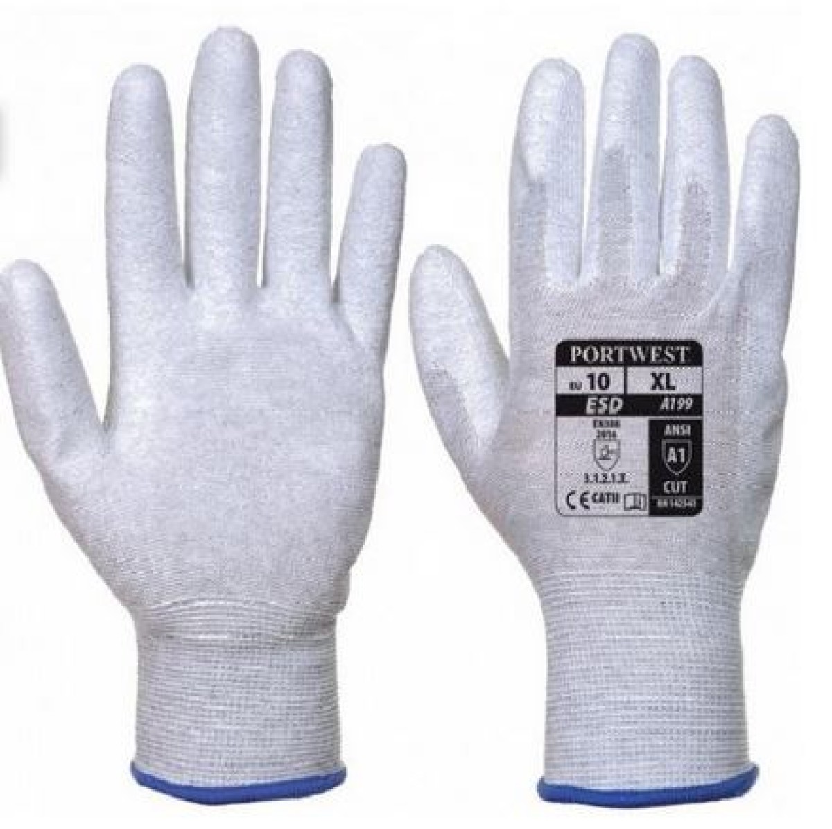ESD A199 Antistatische Handschoenen - wit/grijs